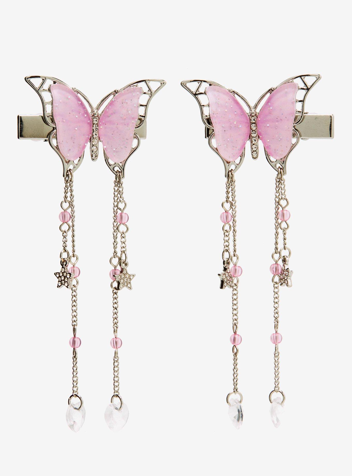 Sweet Society Pink Charm Butterfly Hair Clip Set, , hi-res