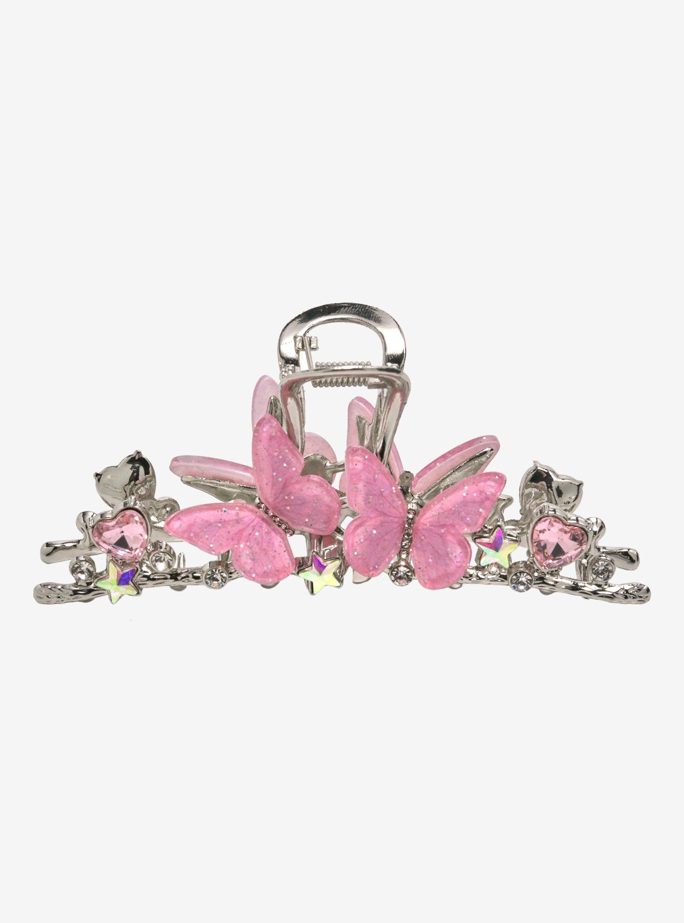 Sweet Society Pink Glitter Butterfly Claw Hair Clip, , hi-res