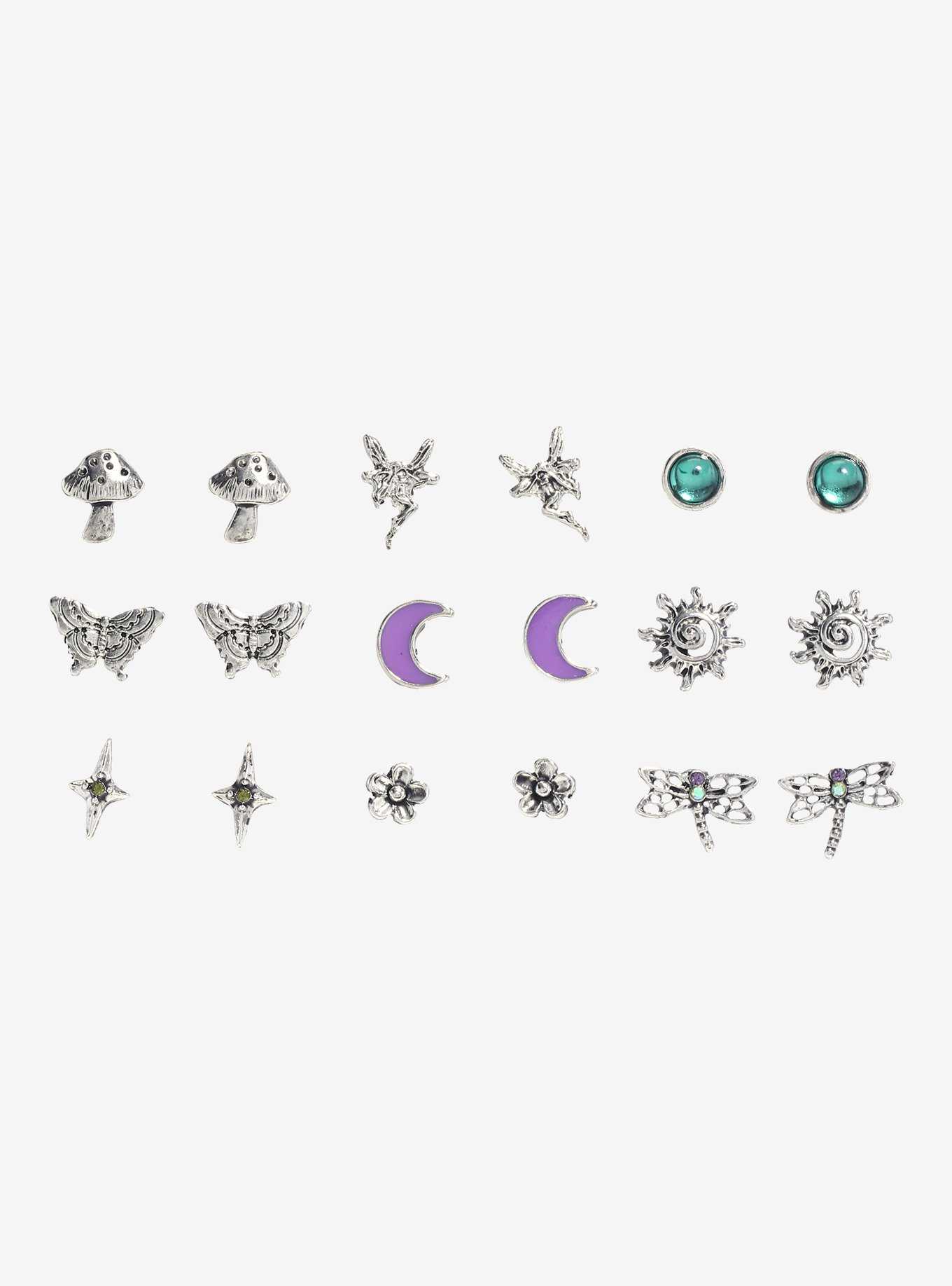 Thorn & Fable Fairy Purple Moon Stud Earring Set, , hi-res