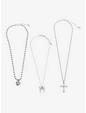 Sweet Society Bling Heart Butterfly Necklace Set, , hi-res