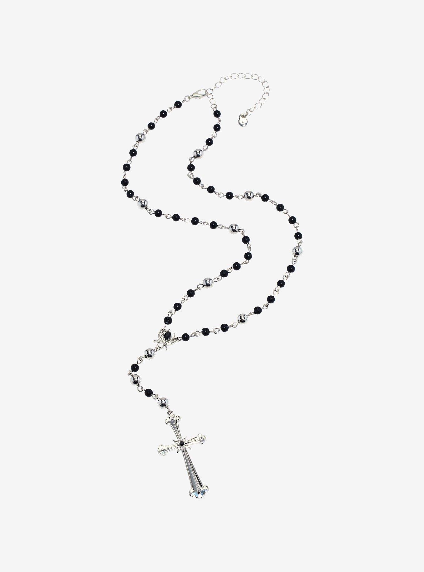 Social Collision® Spider Cross Rosary Necklace, , hi-res