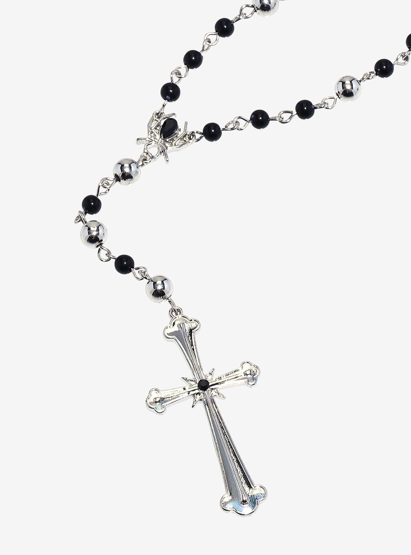 Social Collision® Spider Cross Rosary Necklace, , alternate
