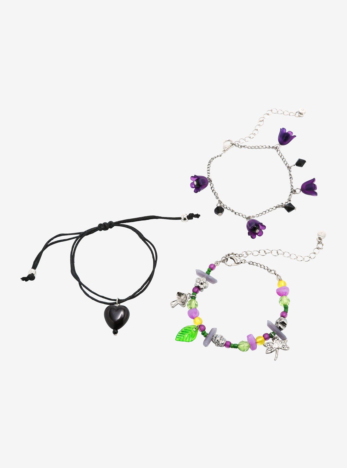 Thorn & Fable® Purple Floral Fairy Bracelet Set