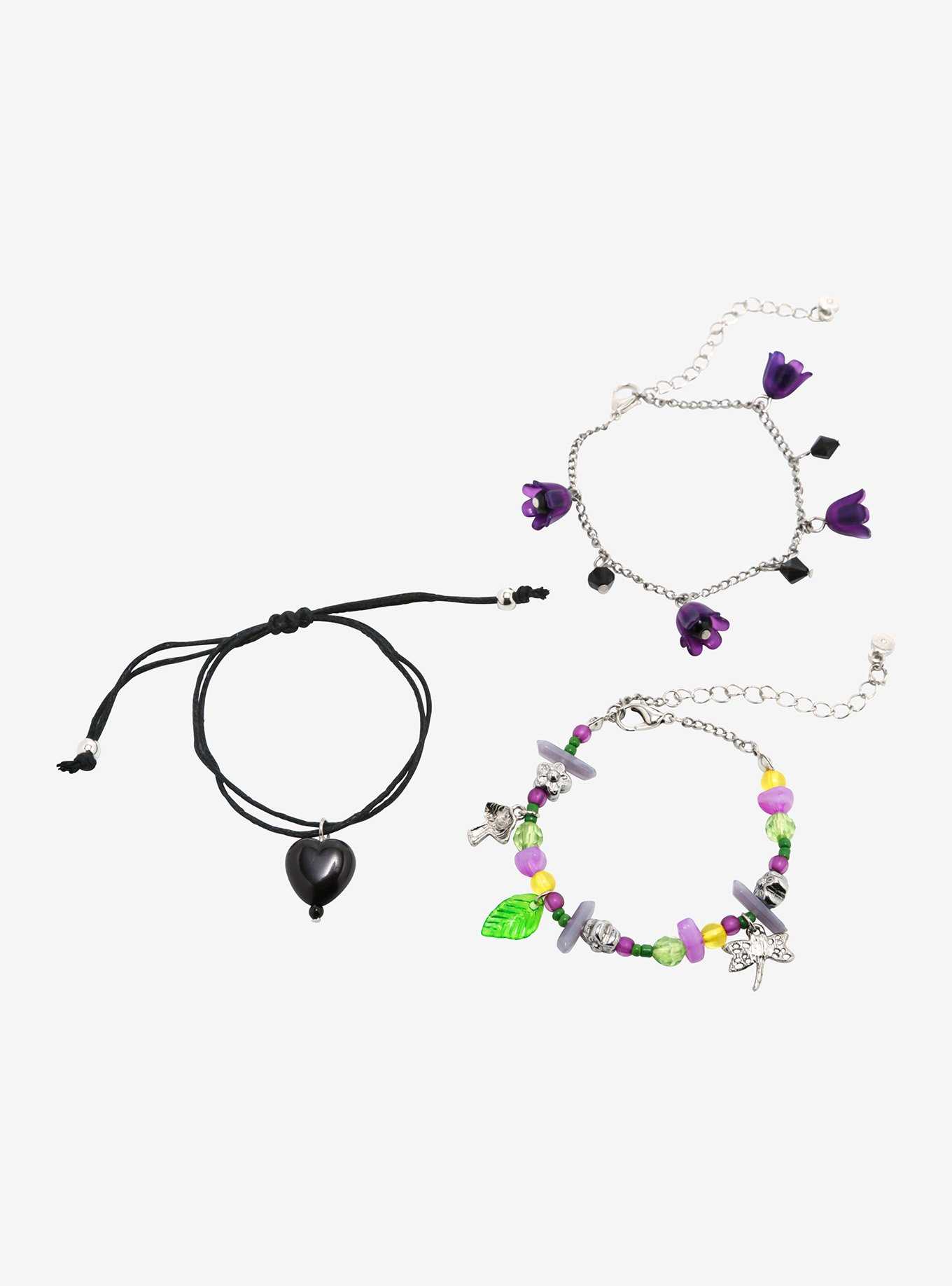 Thorn & Fable® Purple Floral Fairy Bracelet Set, , hi-res