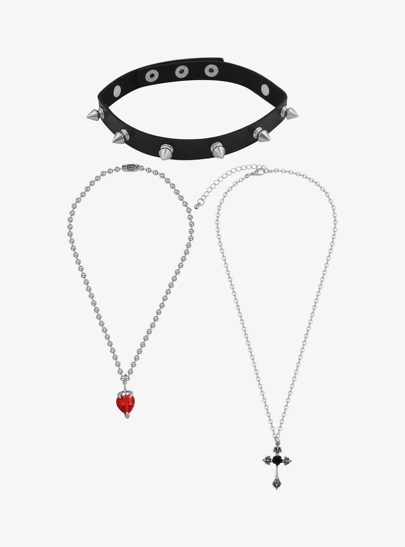 Social Collision® Spiked Heart Necklace Set, , hi-res