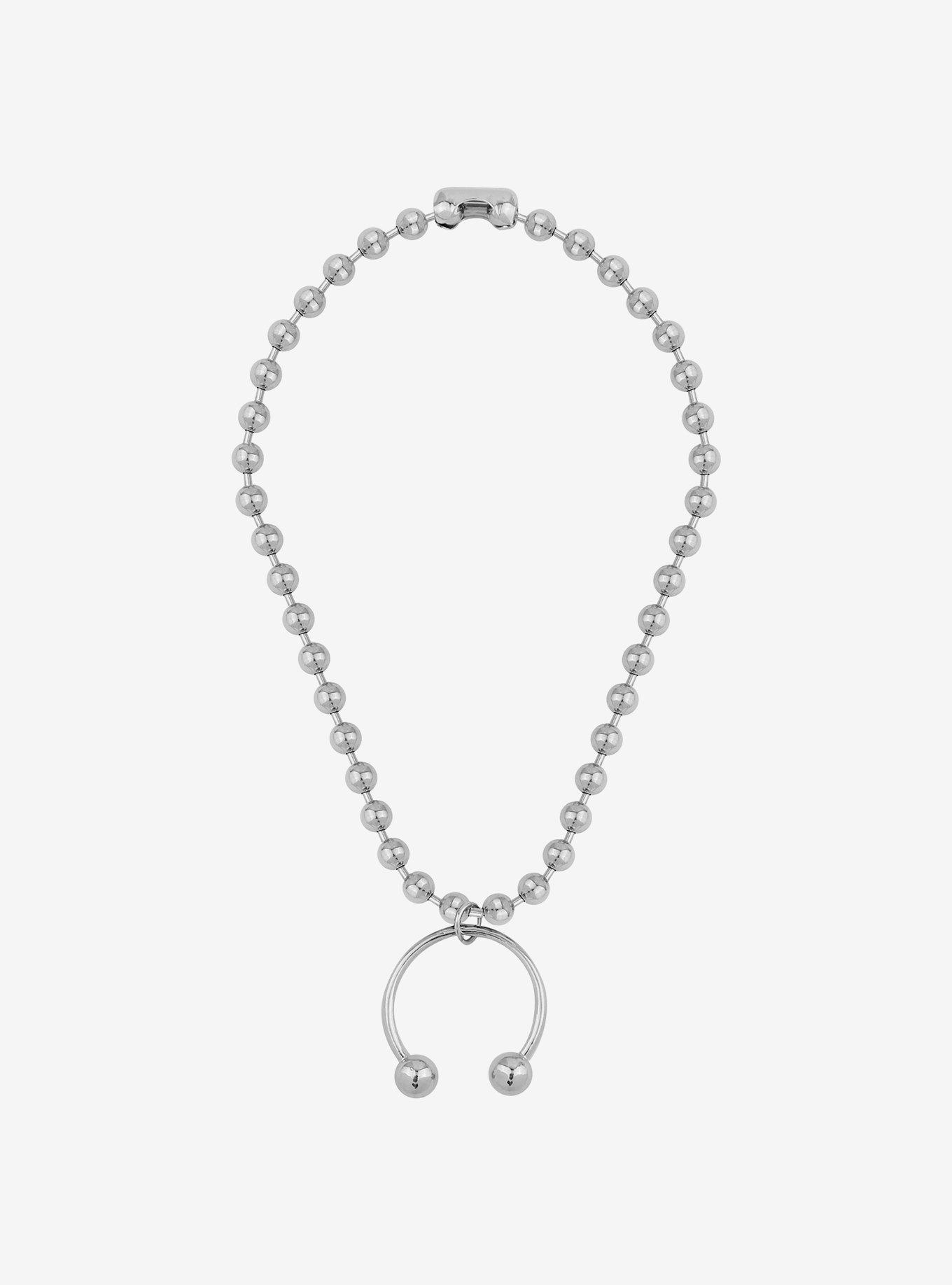 Social Collision Horseshoe Ball Chain Necklace, , hi-res