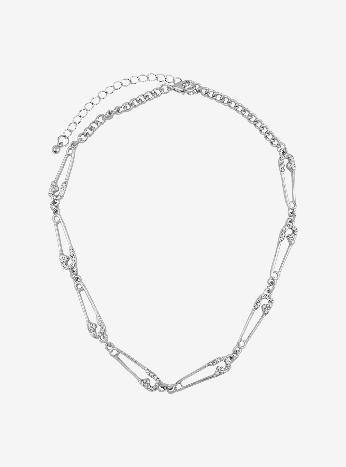 Social Collision® Bejeweled Safety Pin Choker, , hi-res