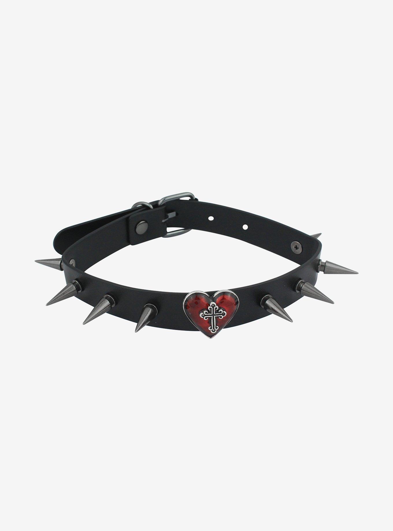 Social Collision® Gothic Heart Spike Choker, , alternate