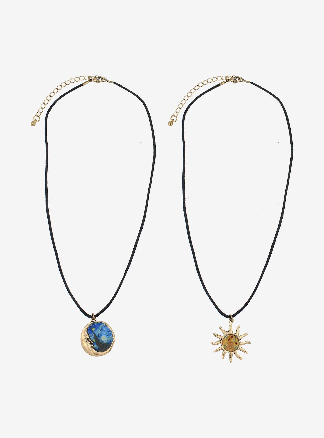 Thorn & Fable Sun & Moon Artwork Cord Necklace Best Friend Cord Necklace Set, , hi-res