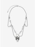 Thorn & Fable Winged Skull Flower Chain Necklace, , alternate
