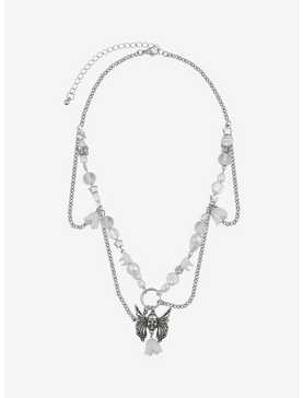 Thorn & Fable Winged Skull Flower Chain Necklace, , hi-res