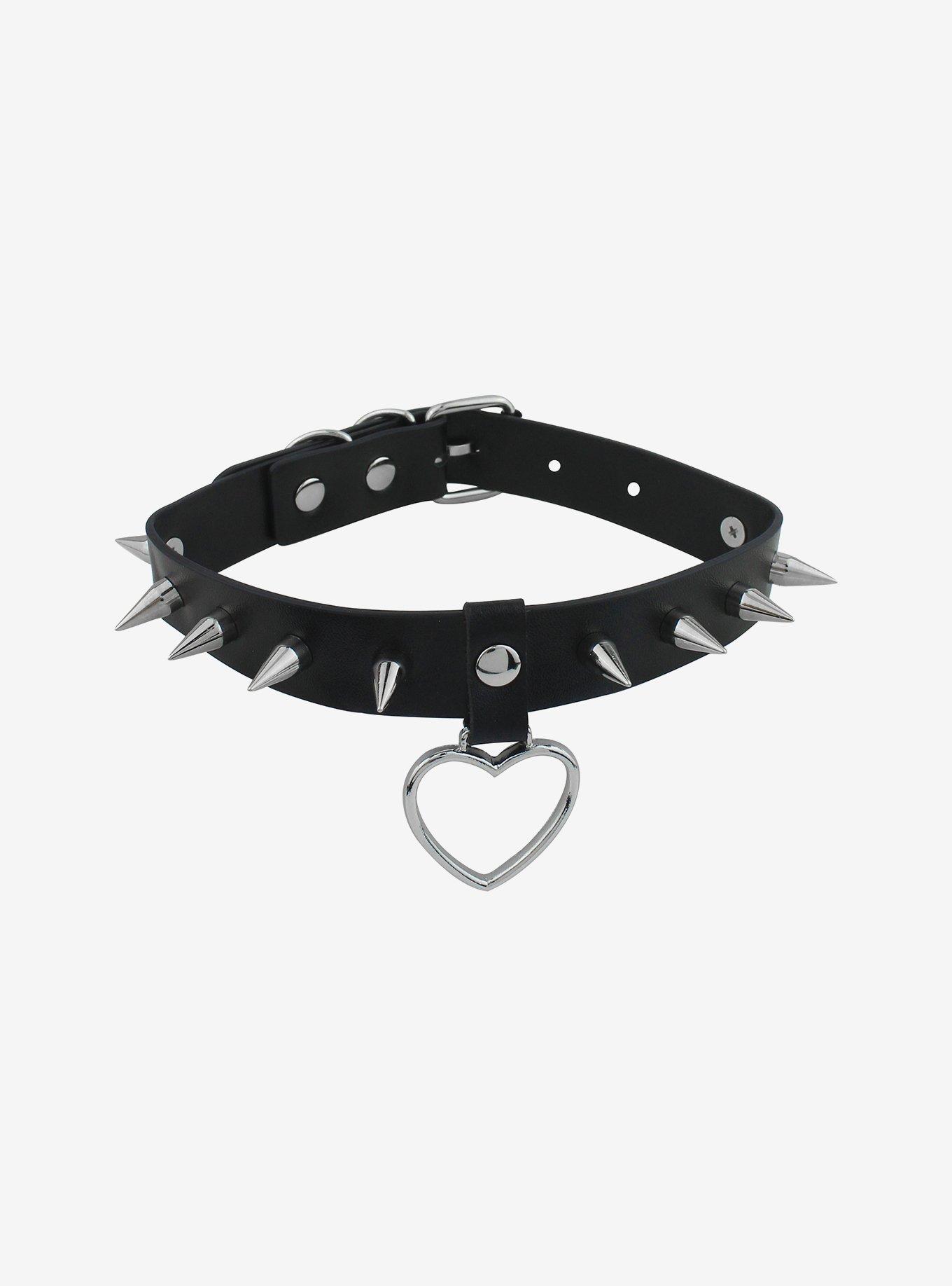 Social Collision® Heart Hardware Spike Choker, , hi-res