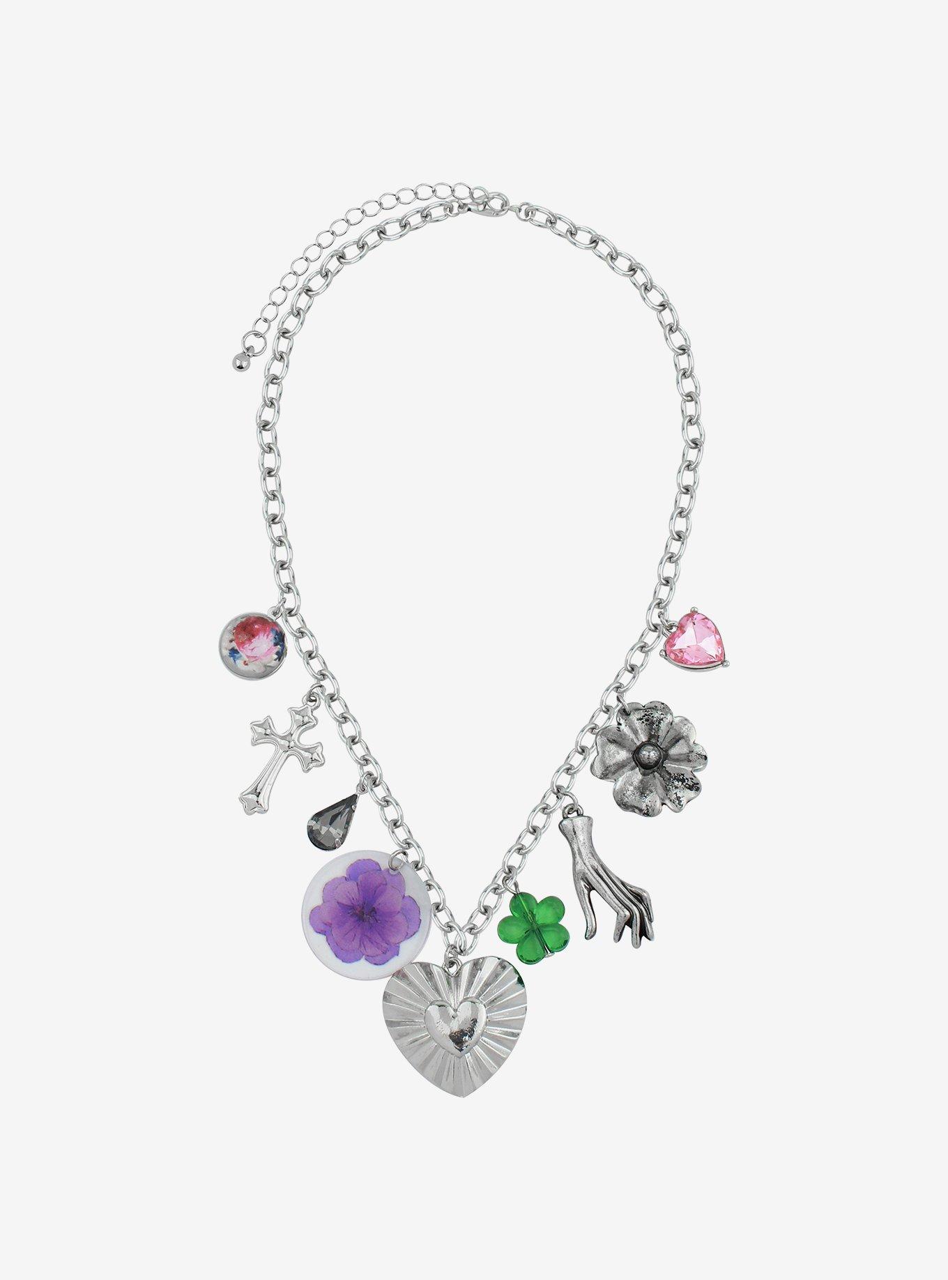 Thorn & Fable Flower Heart Fairy Charm Necklace, , hi-res