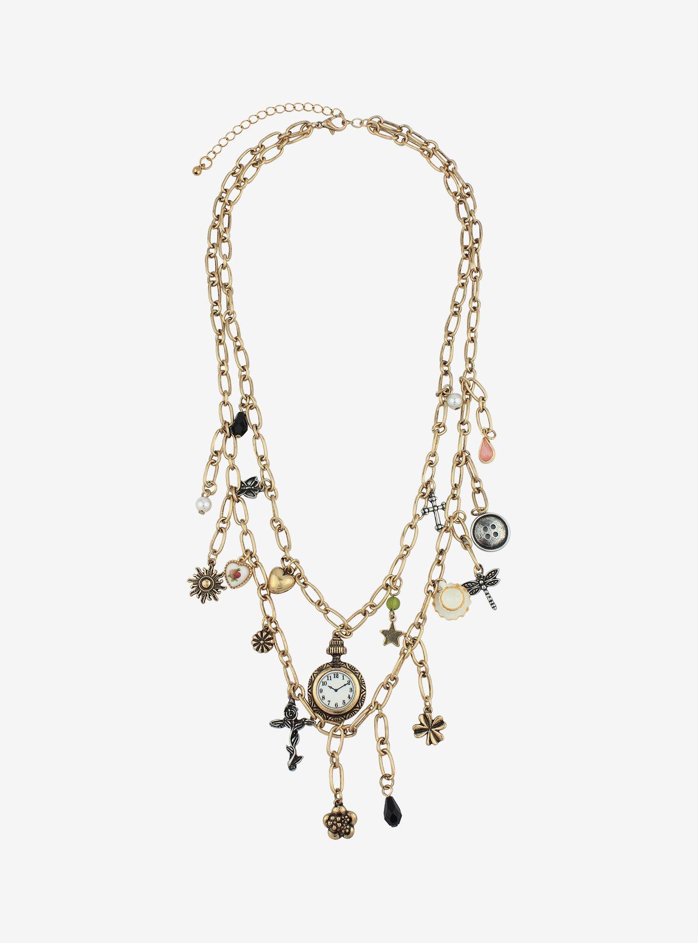 Thorn & Fable Mismatch Charm Layered Chain Necklace, , alternate