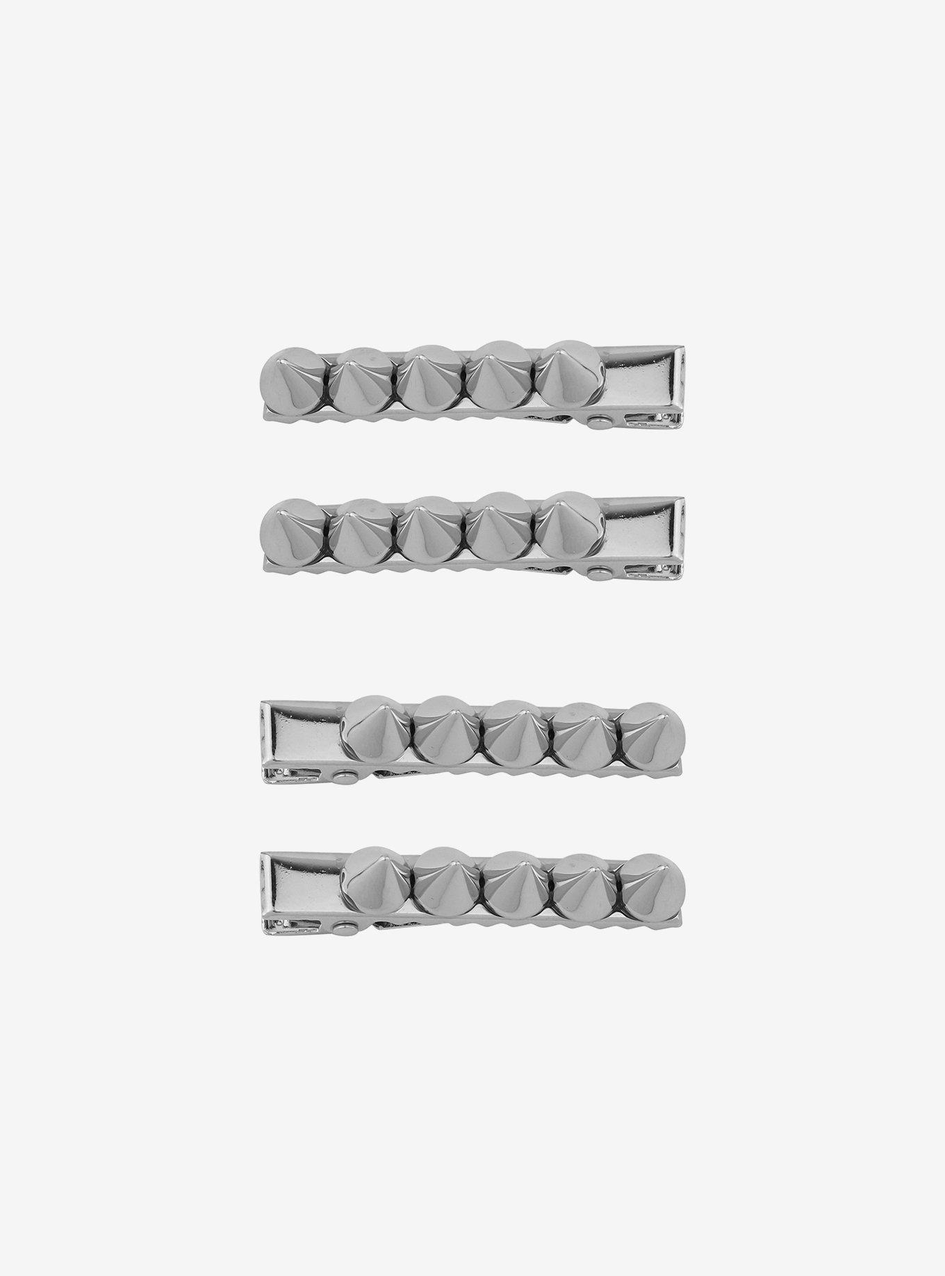 Silver Spike Hair Clip Set, , alternate