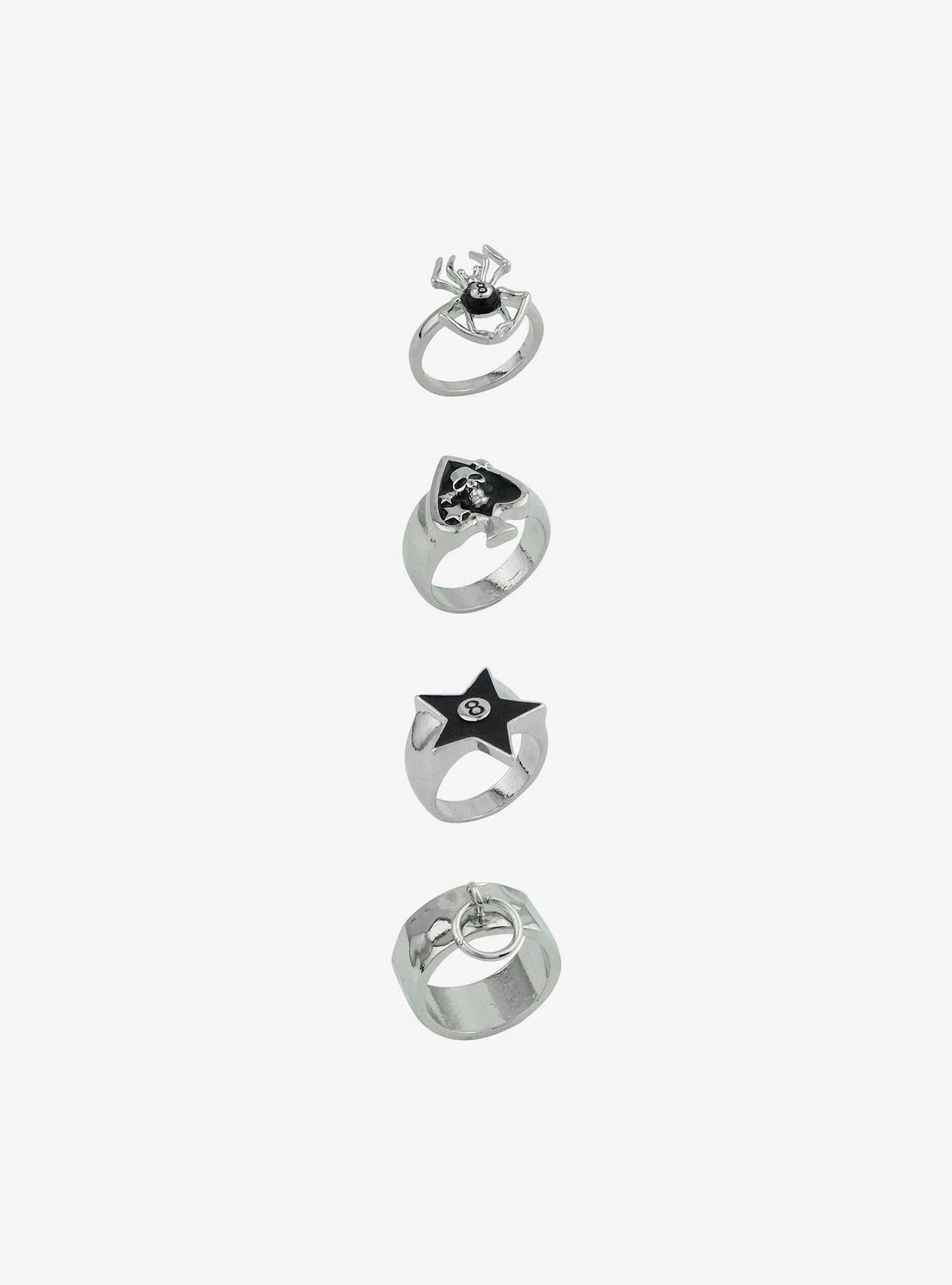 Social Collision® 8 Ball Spider Chunky Ring Set, , hi-res