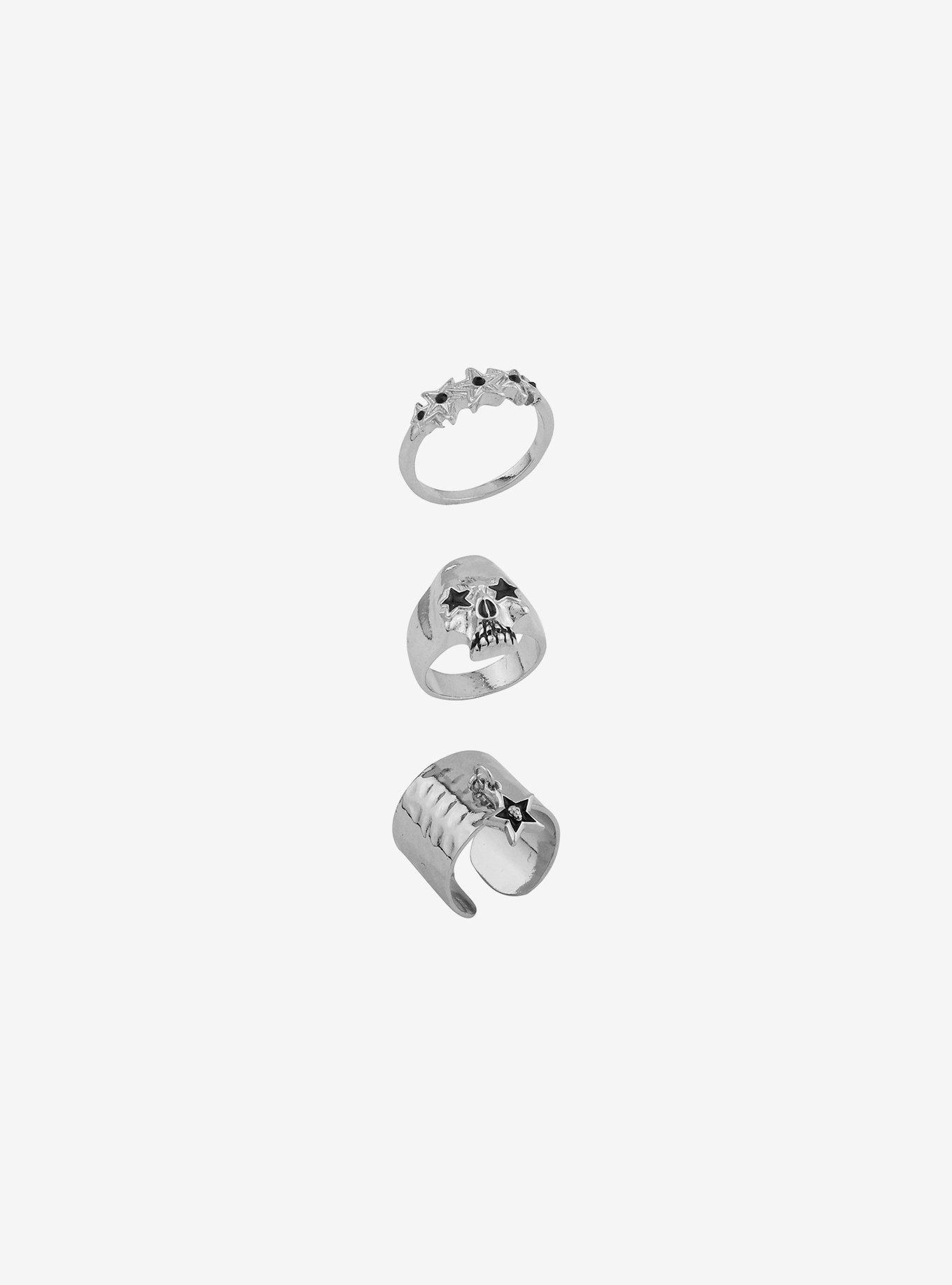 Social Collision Skull Star Ring Set, , hi-res