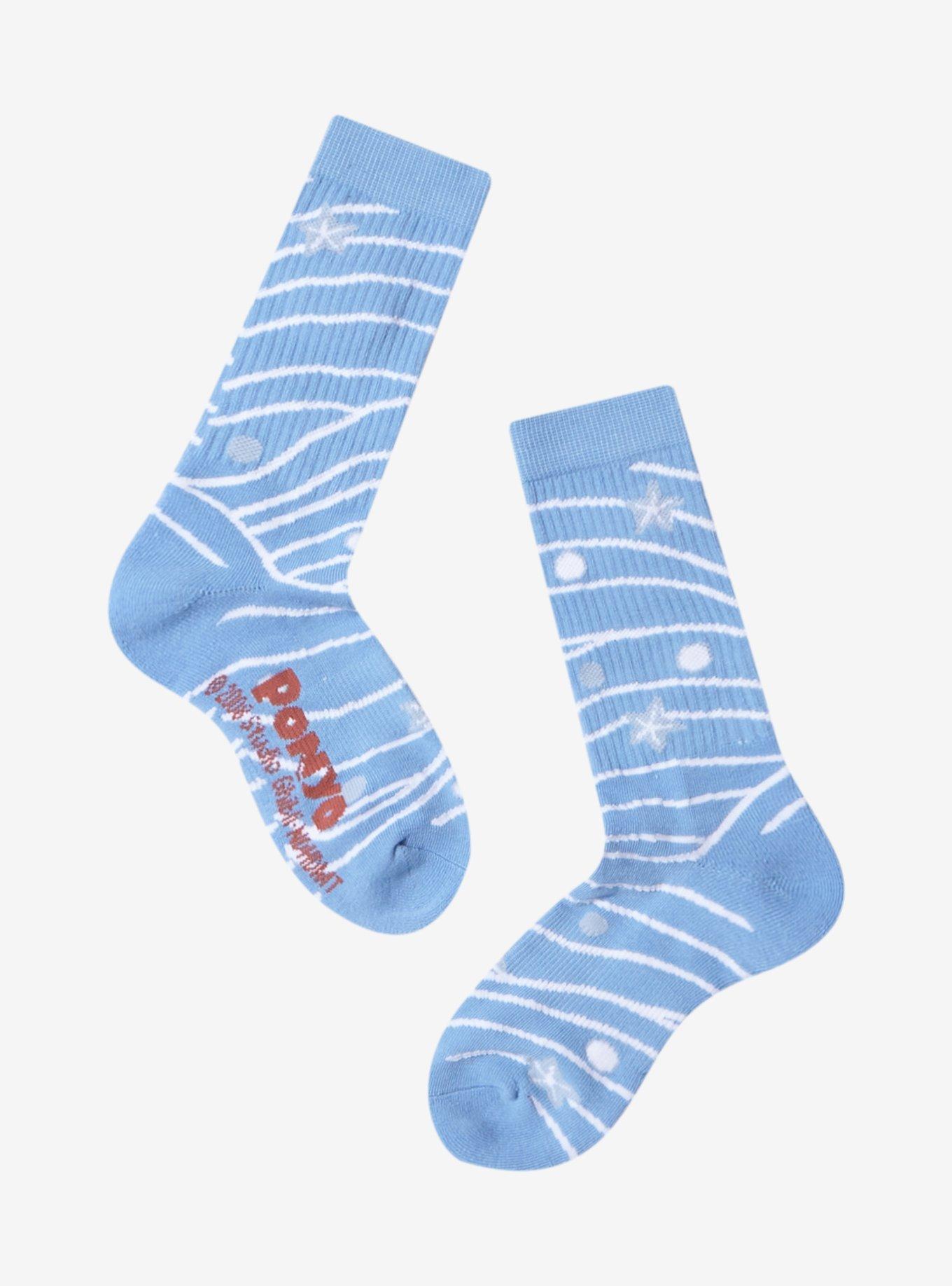 Studio Ghibli Ponyo Waves Allover Print Crew Socks — BoxLunch Exclusive, , hi-res