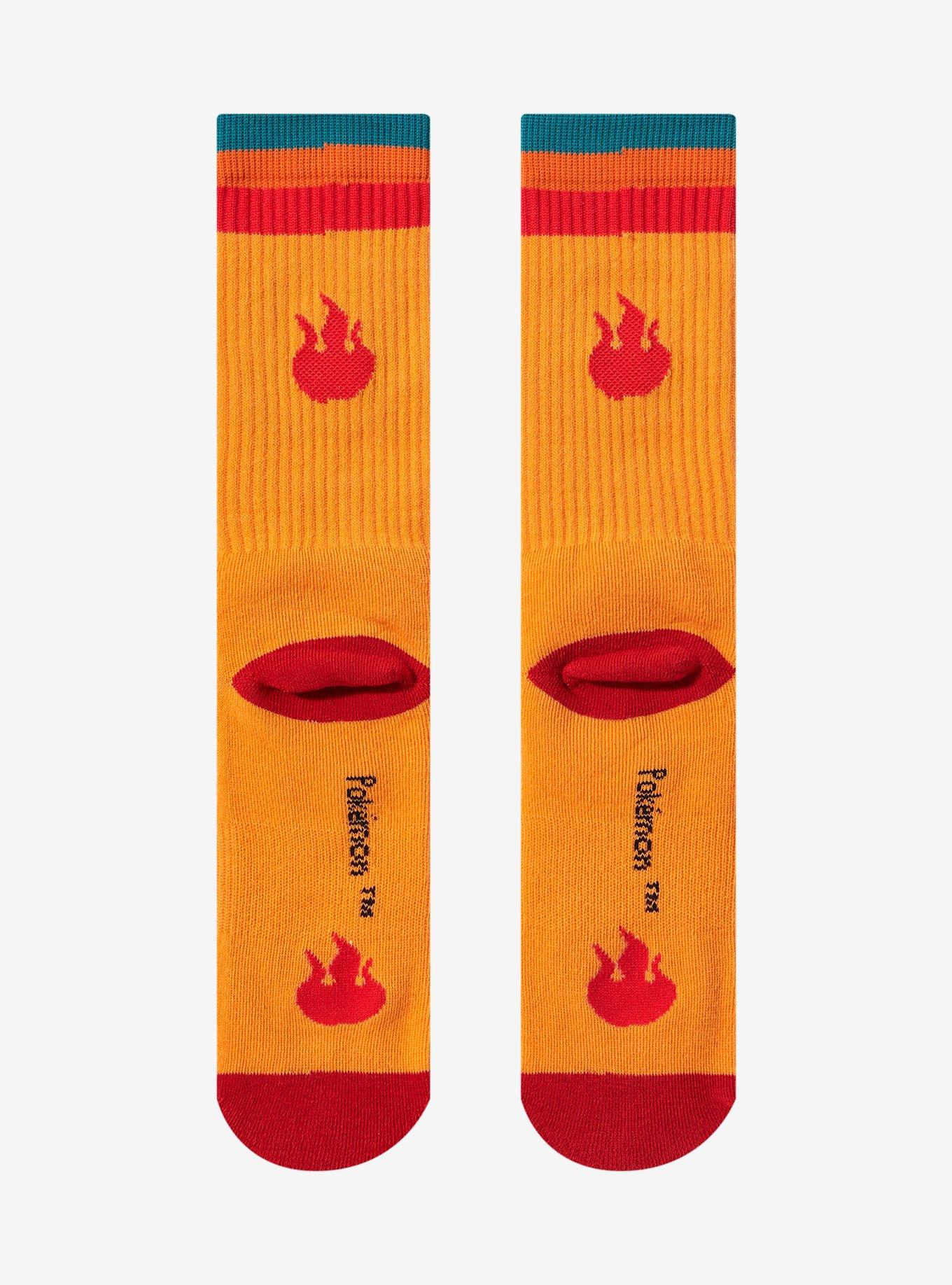 Pokémon Charmander Faces Lined Crew Socks - BoxLunch Exclusive, , hi-res