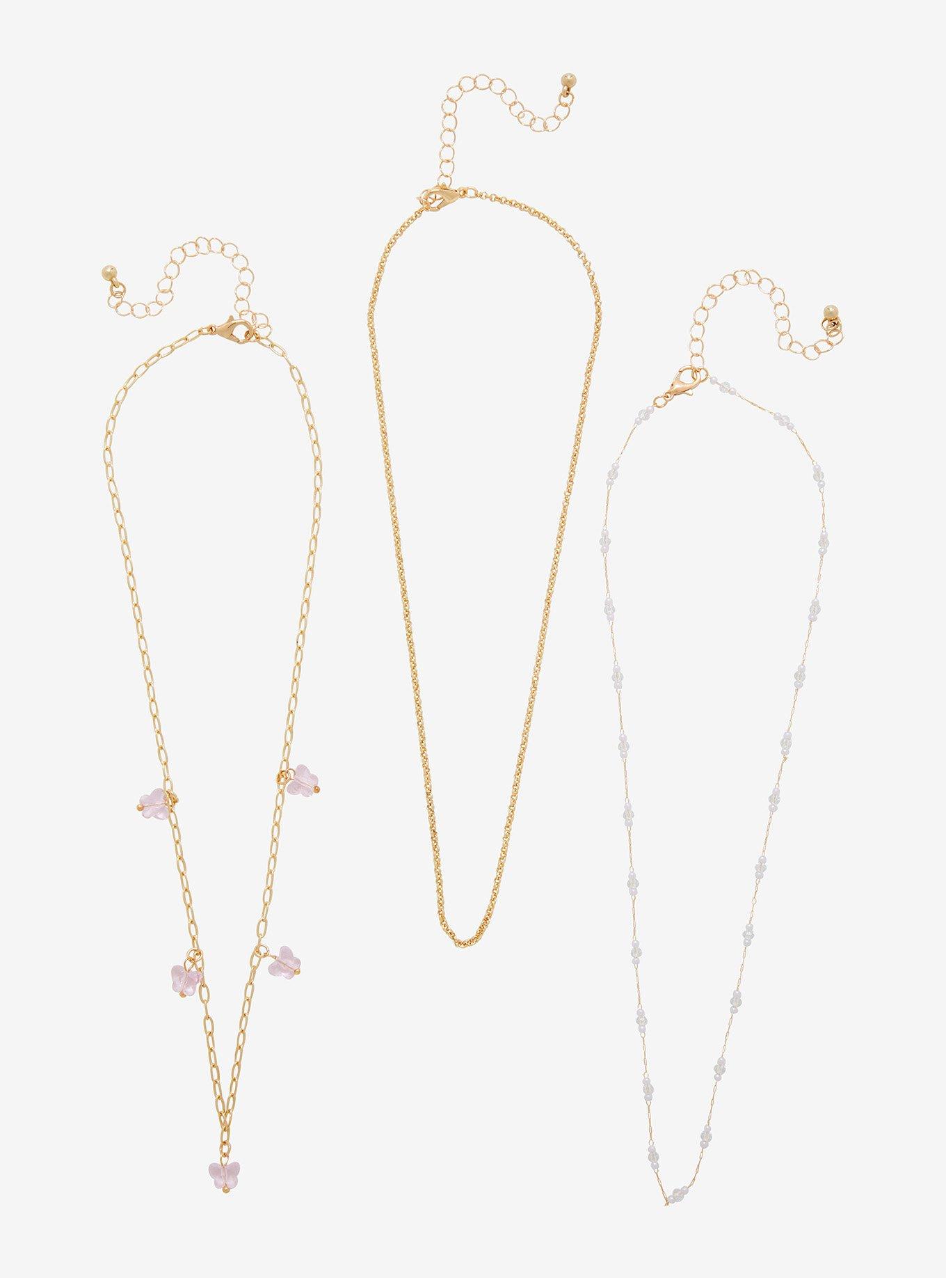 Thorn & Fable® Butterfly Bead Pearl Necklace Set