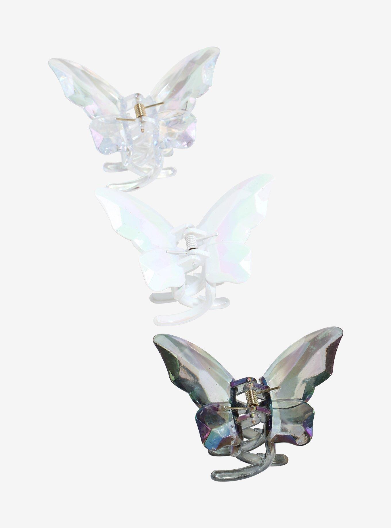 Thorn & Fable Iridescent Butterfly Claw Hair Clip Set, , alternate
