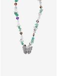 Thorn & Fable® Green Crystal Rock Butterfly Necklace, , alternate