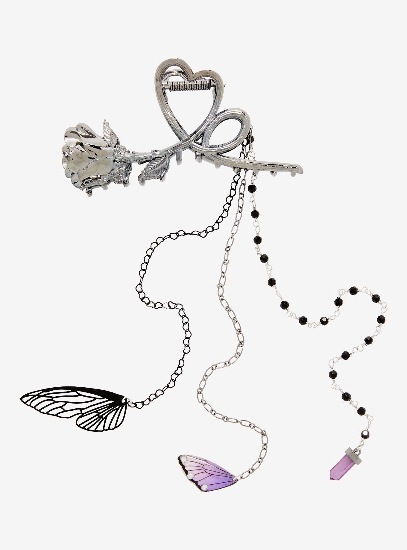 Thorn & Fable® Rose Wing Charm Claw Hair Clip, , hi-res