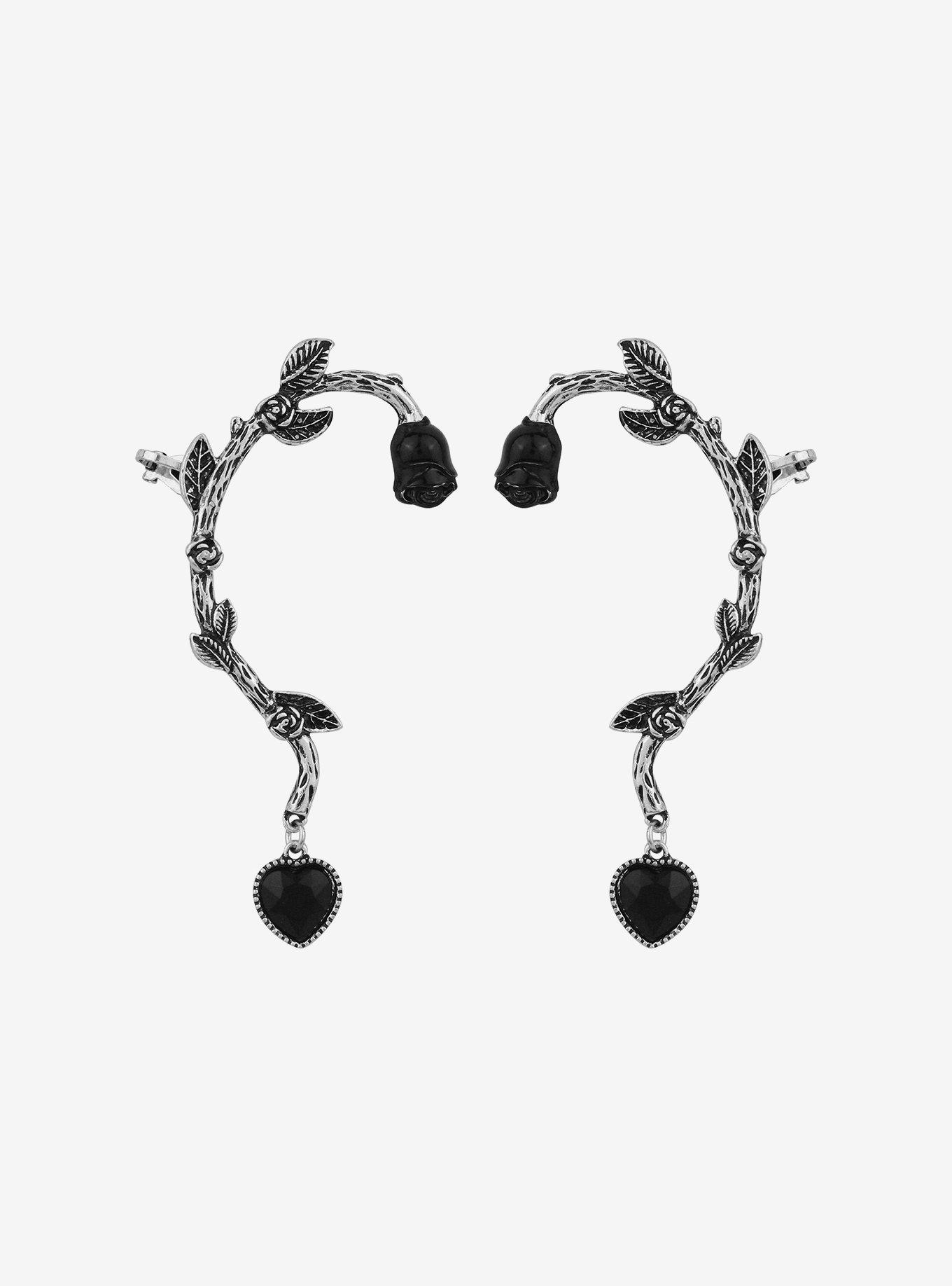 Social Collision Rose Branch Ear Cuff Set, , hi-res