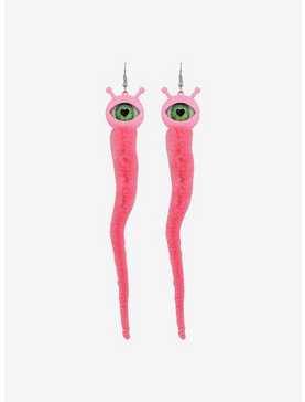 Social Collision® Pink Eyeball Worm Fuzzy Drop Earrings, , hi-res