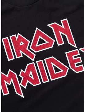 Iron Maiden Glitter Logo Boyfriend Fit Girls T-Shirt, , hi-res