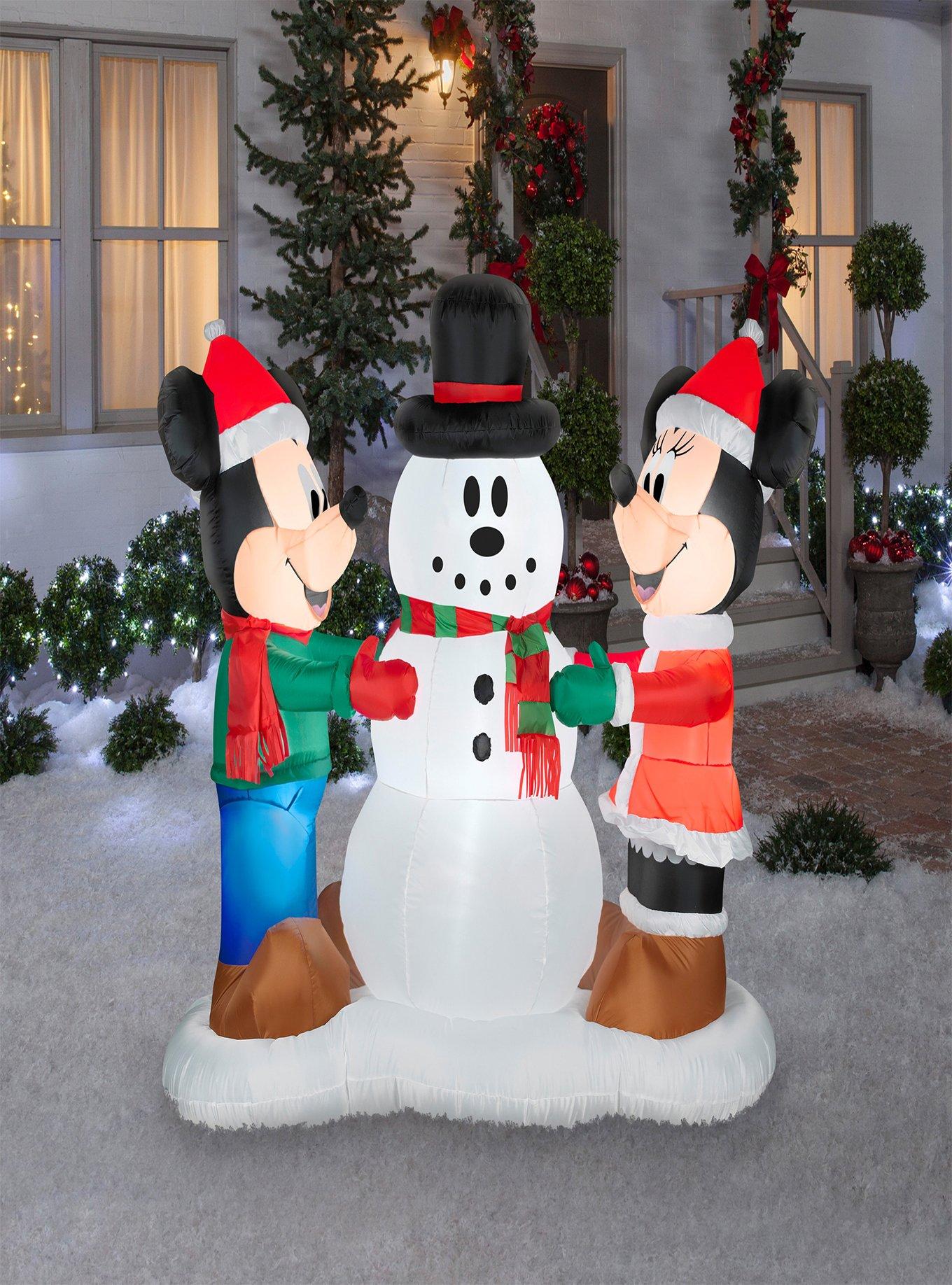 Disney Mickey and Minnie Decorating Snowman Airblown, , alternate