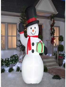Snowman with Gift Box Airblown, , hi-res