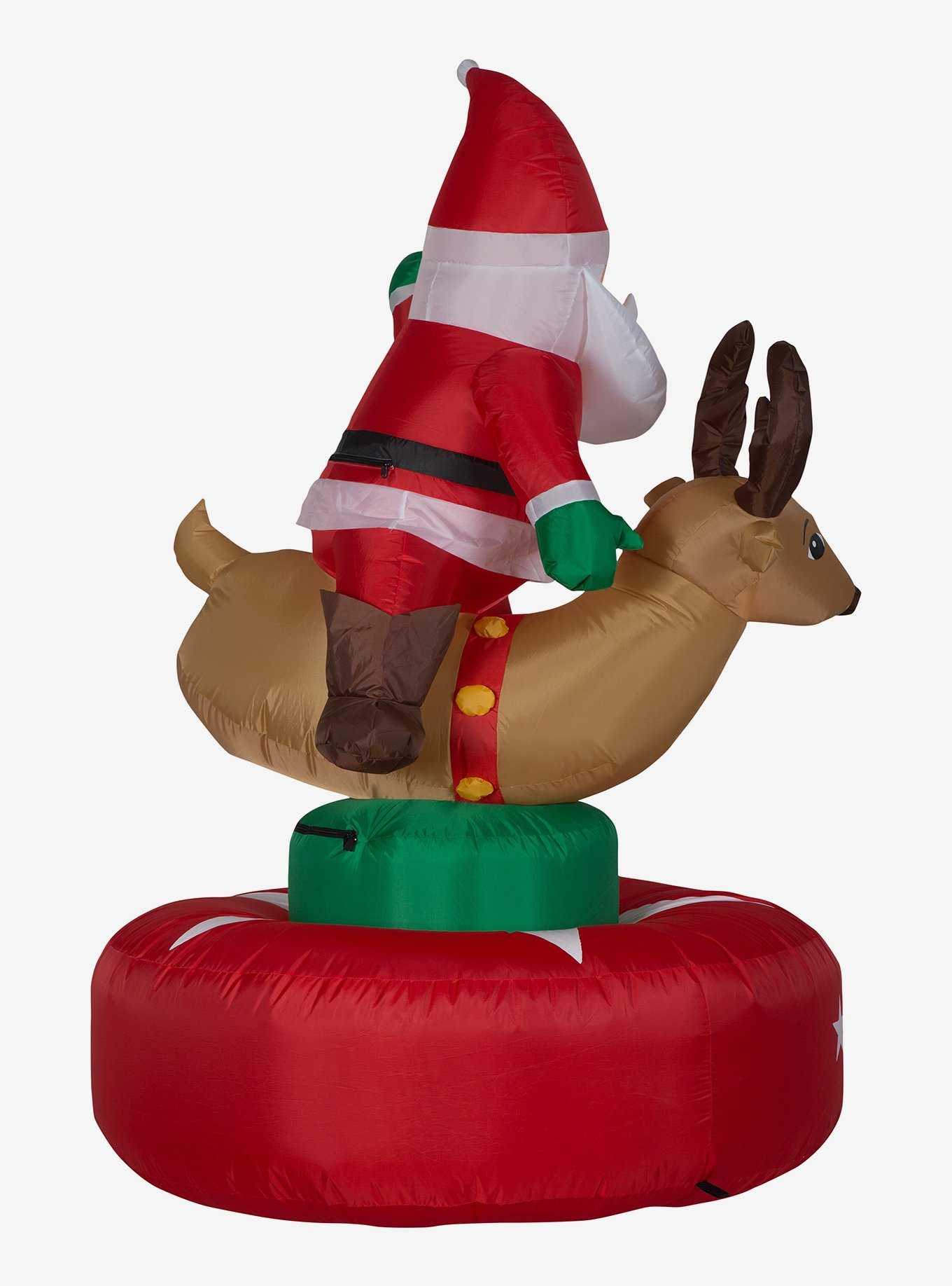 Reindeer Rodeo with Santa Animated Airblown, , hi-res