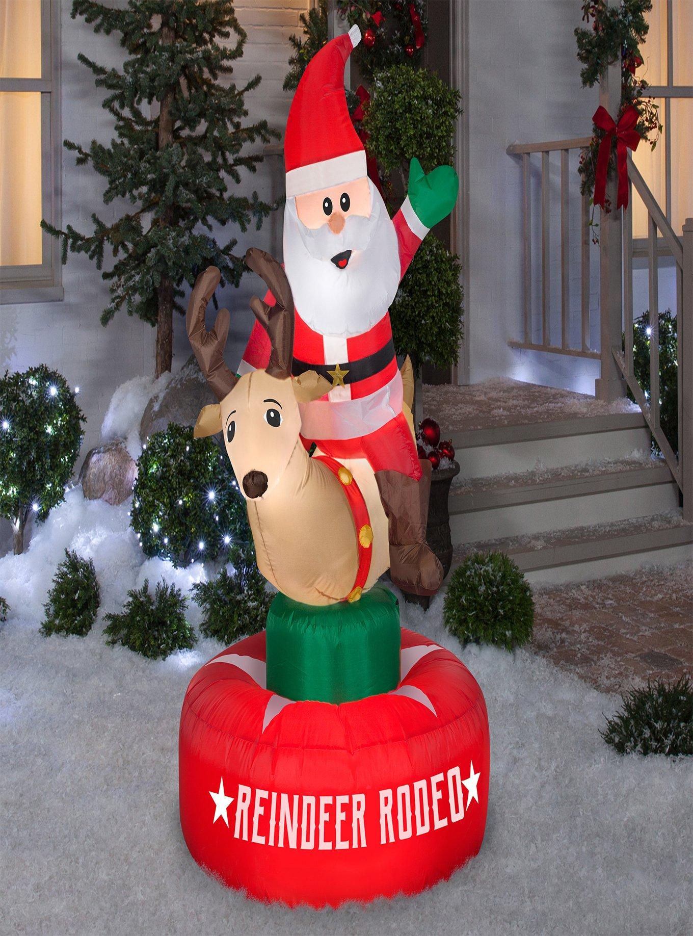 Reindeer Rodeo with Santa Animated Airblown, , alternate