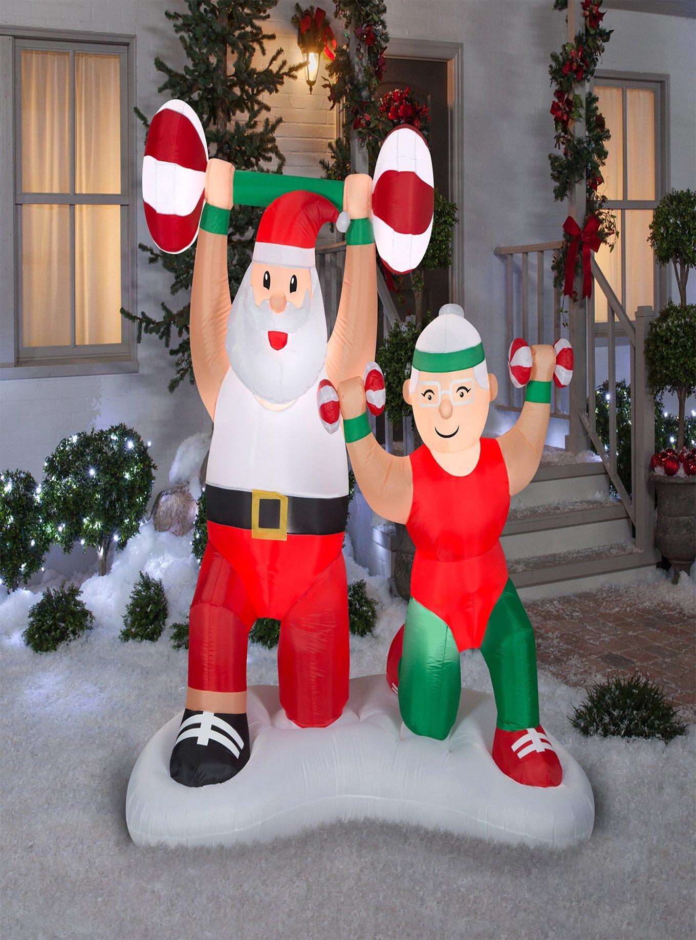 Santa and Mrs. Claus Workout Airblown, , alternate