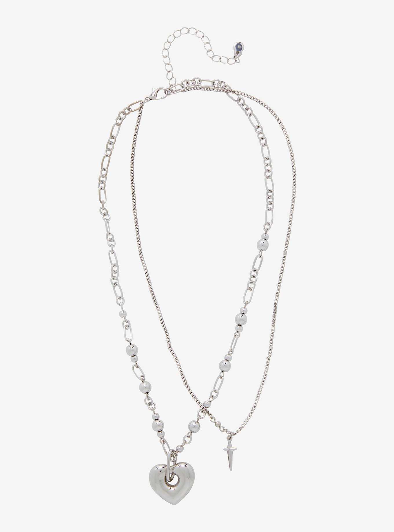 Social Collision® Heart Star Chain Necklace Set, , hi-res