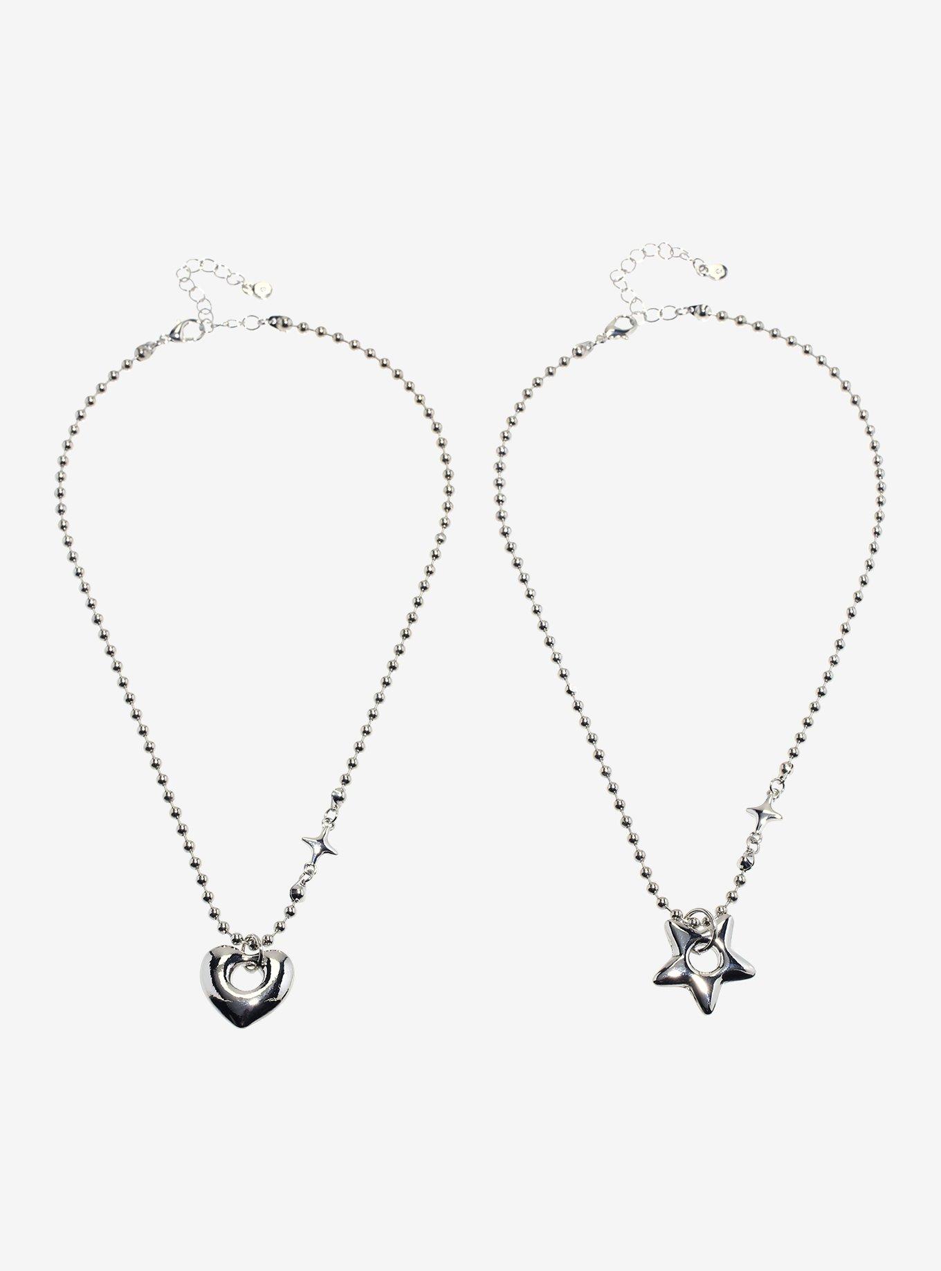 Social Collision&reg; Heart Star Ball Chain Best Friend Necklace Set, , alternate