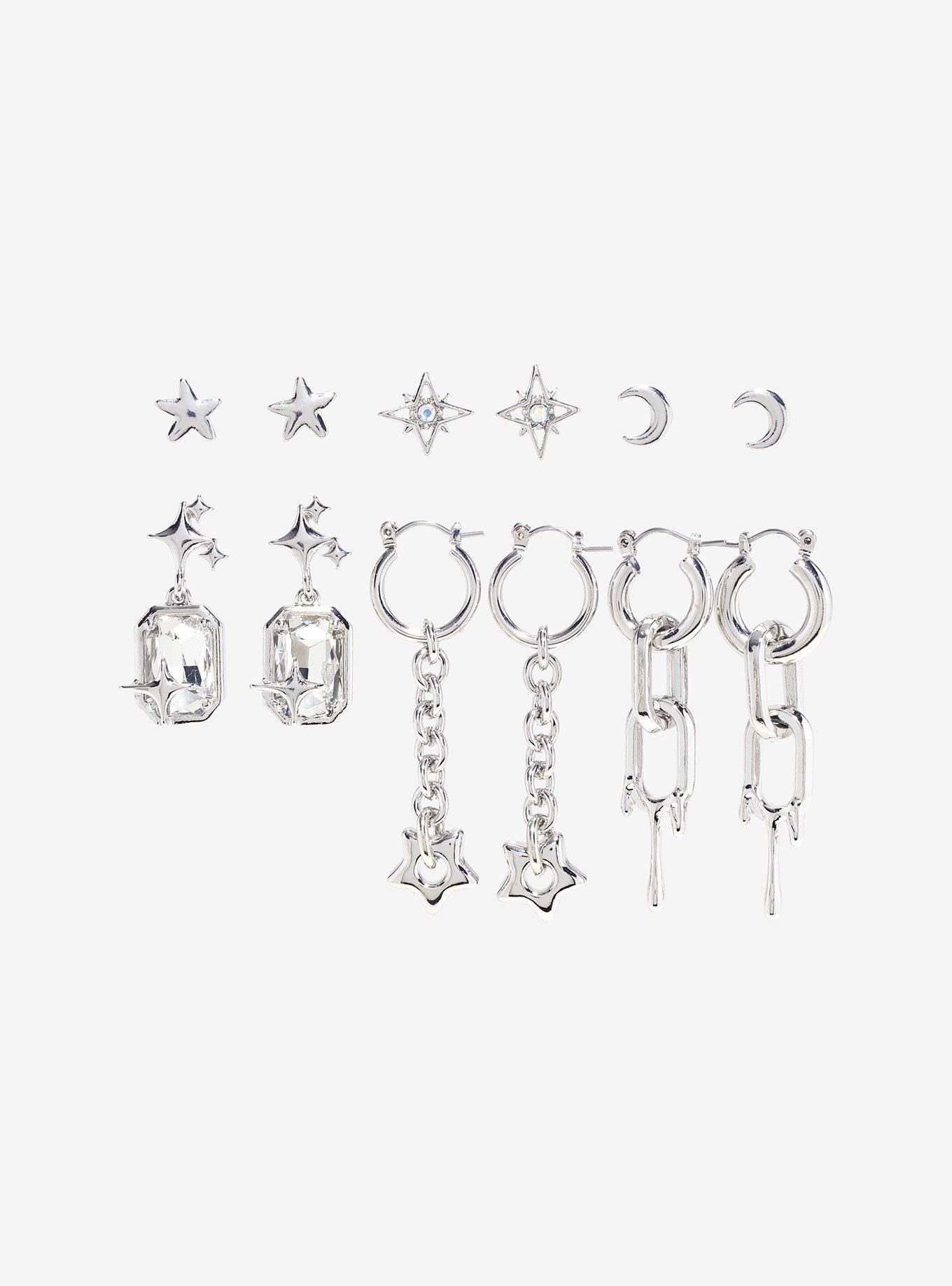 Social Collision® Star Drip Chain Earring Set, , hi-res