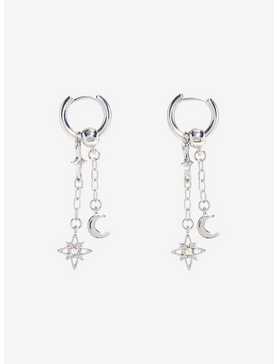 Social Collision® Star & Moon Gem Huggie Hoop Earrings, , hi-res