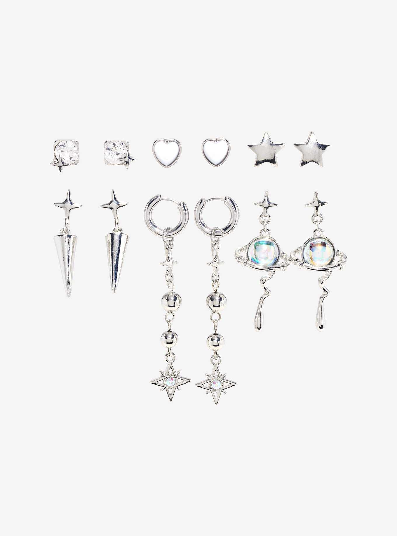 Social Collision® Silver Planet Star Earring Set, , hi-res