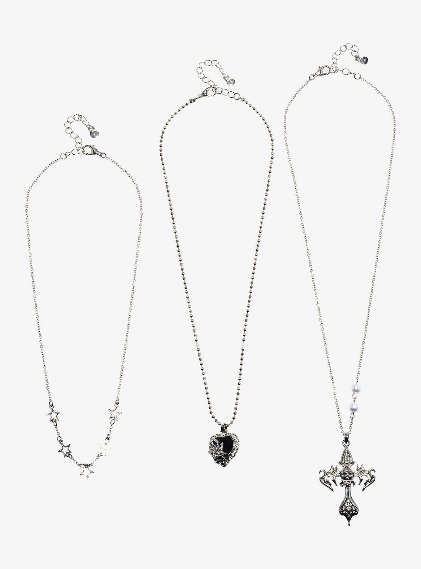 Social Collision® Skull Cross Heart Necklace Set, , hi-res