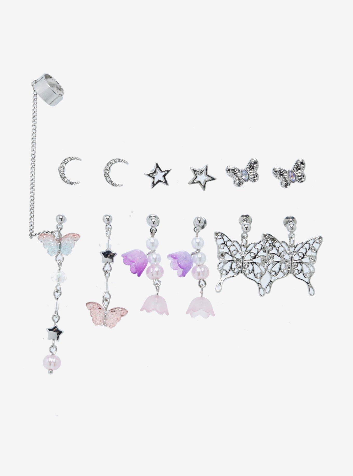Sweet Society® Butterfly Lilac Flower Earring Set, , alternate