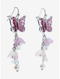 Sweet Society® Purple Butterfly Flower Drop Earrings, , alternate