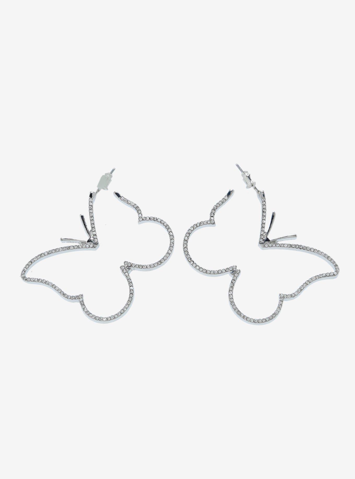 Sweet Society Butterfly Bling Hoop Earrings, , hi-res