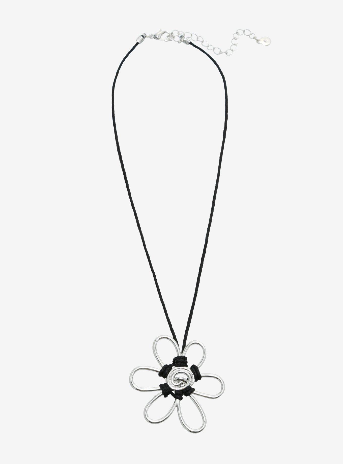 Sweet Society® Silver Flower Cord Necklace