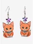 Sweet Society Orange Cat Glitter Earrings, , alternate