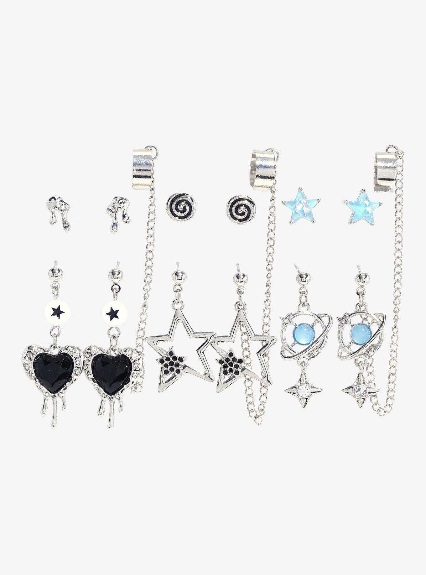 Social Collision® Blue Star Planet Cuff Earring Set, , hi-res