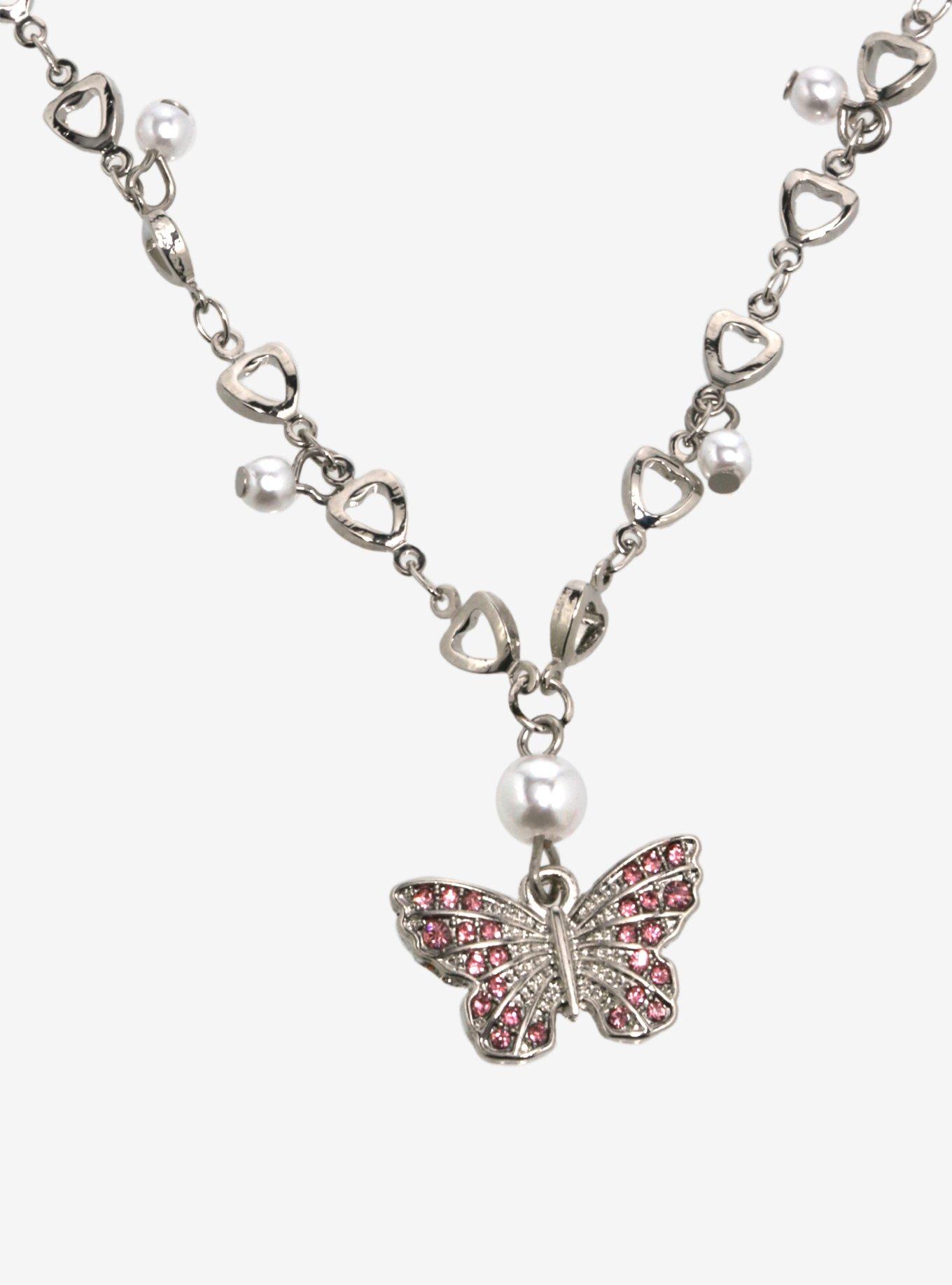 Thorn & Fable® Butterfly Heart Charm Necklace