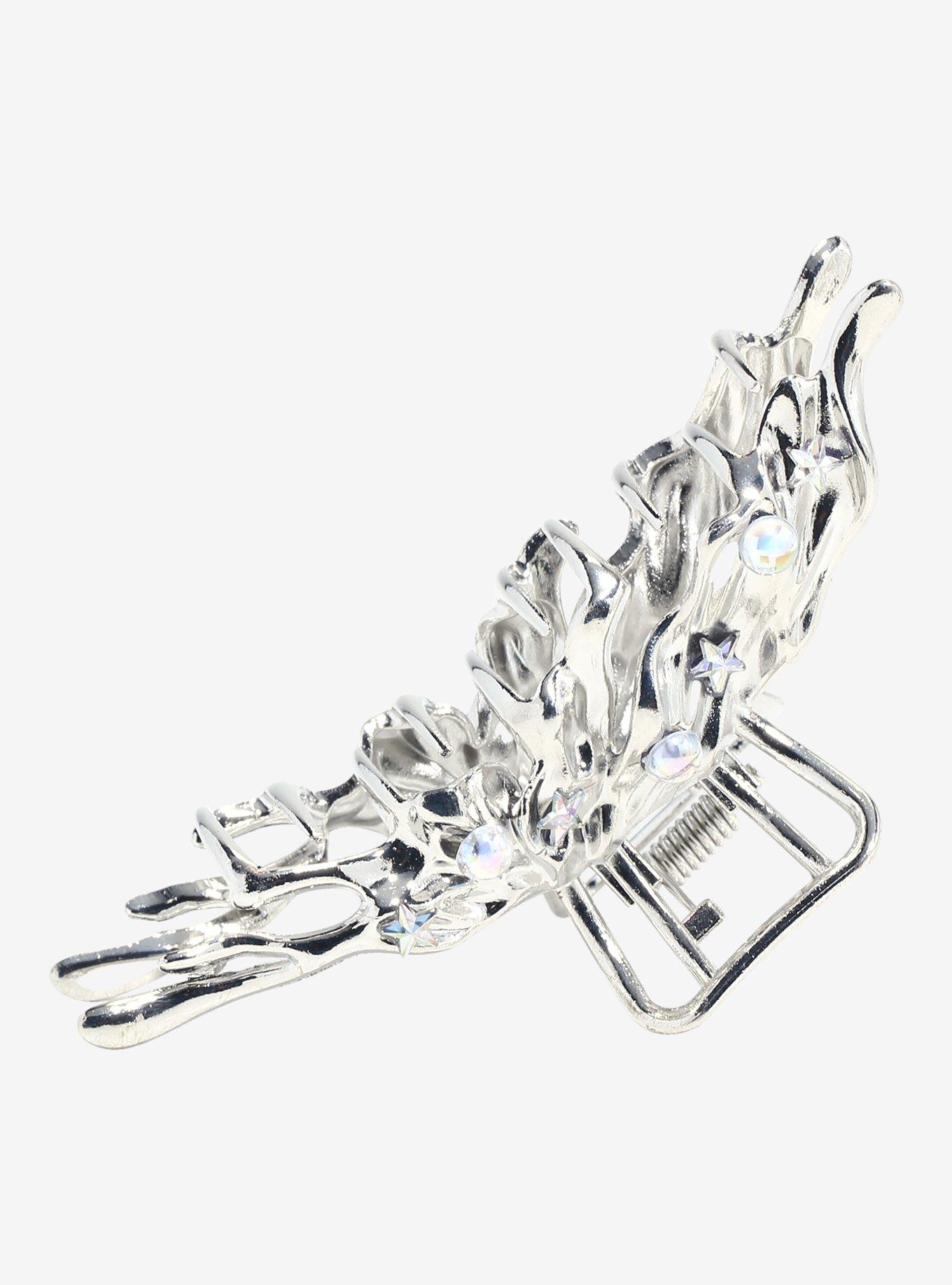 Social Collision® Silver Butterfly Drip Claw Hair Clip, , hi-res
