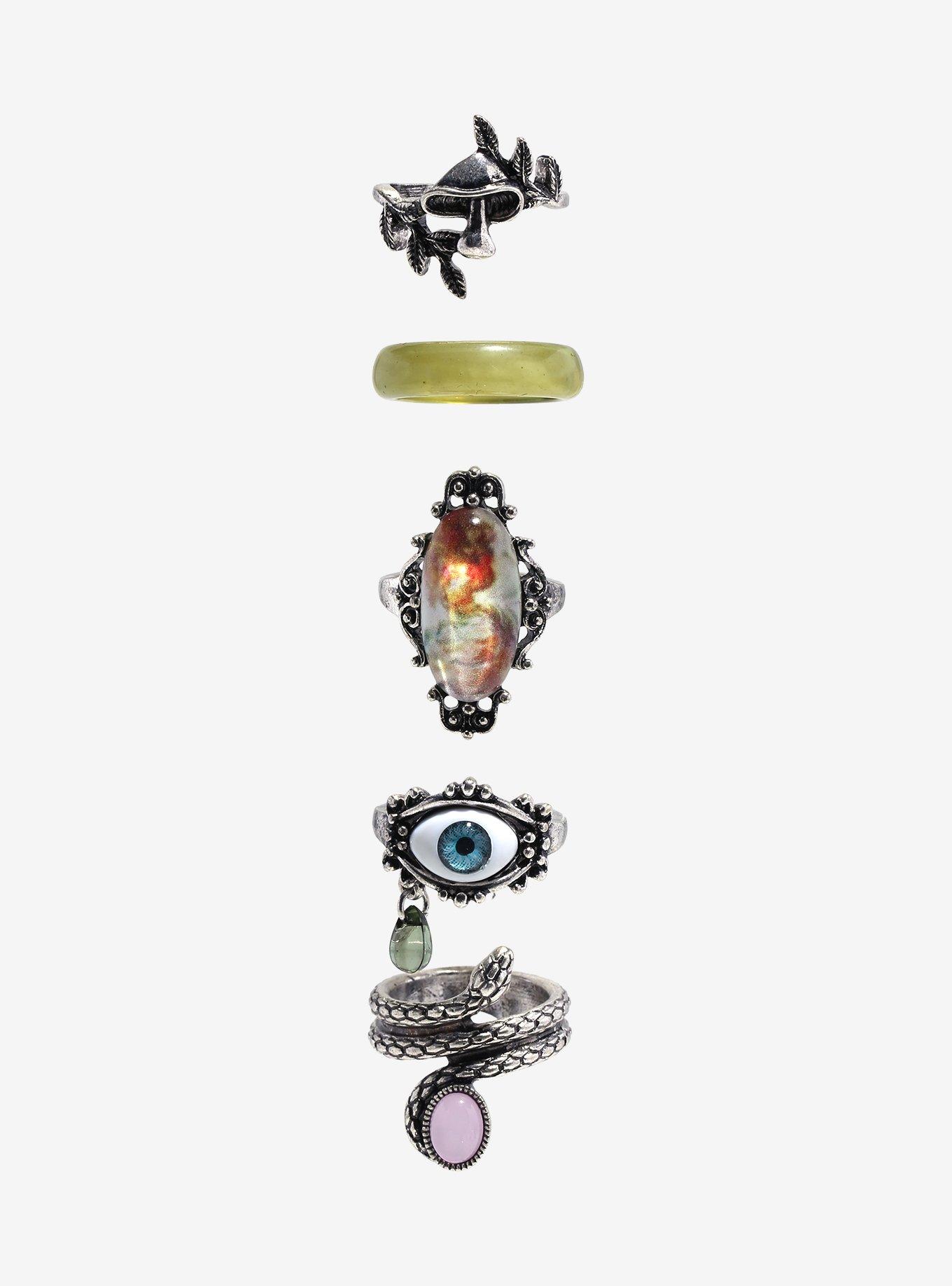 Thorn & Fable® Eye Snake Mushroom Ring Set, , hi-res